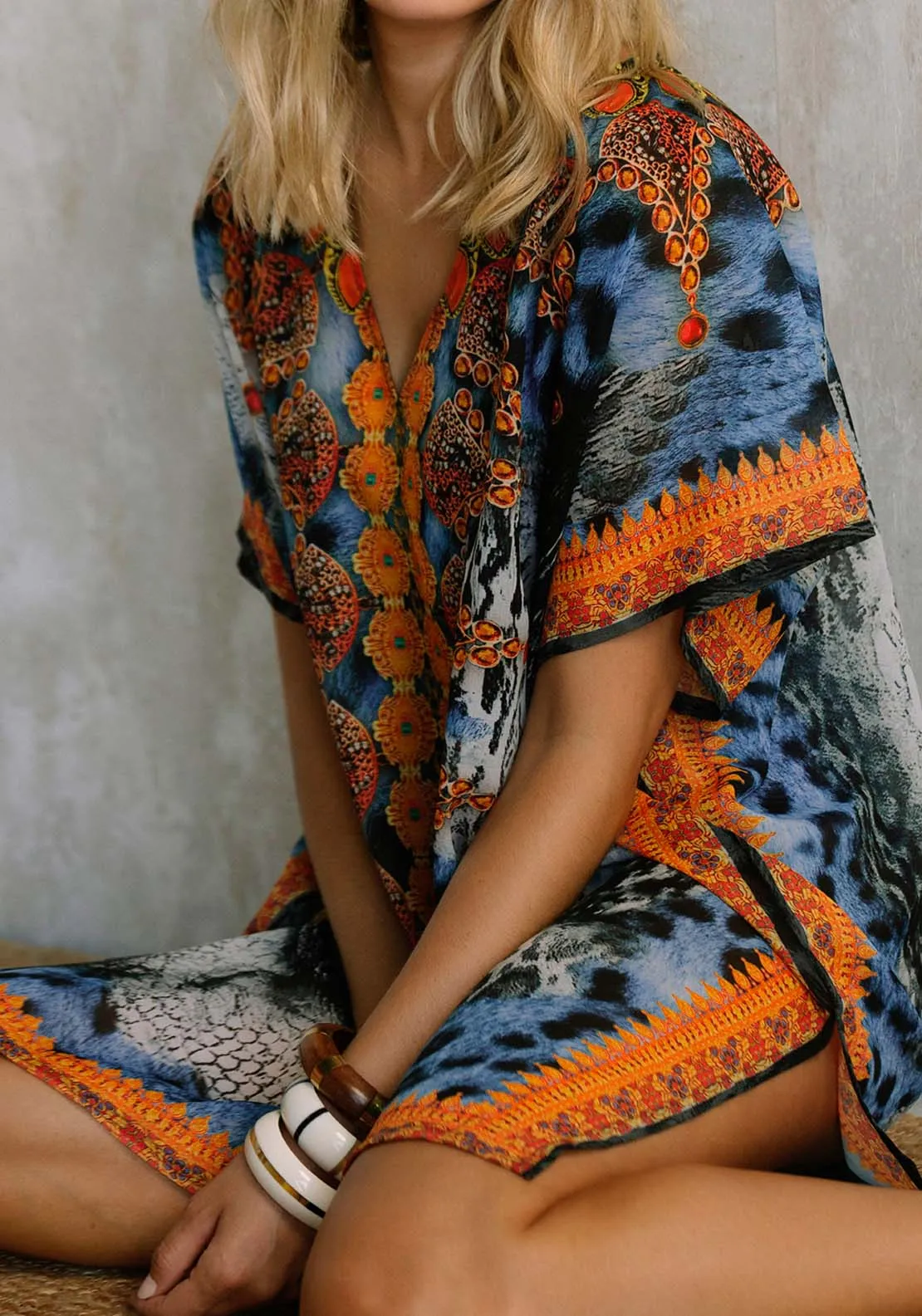 Orange and Blue Kimono