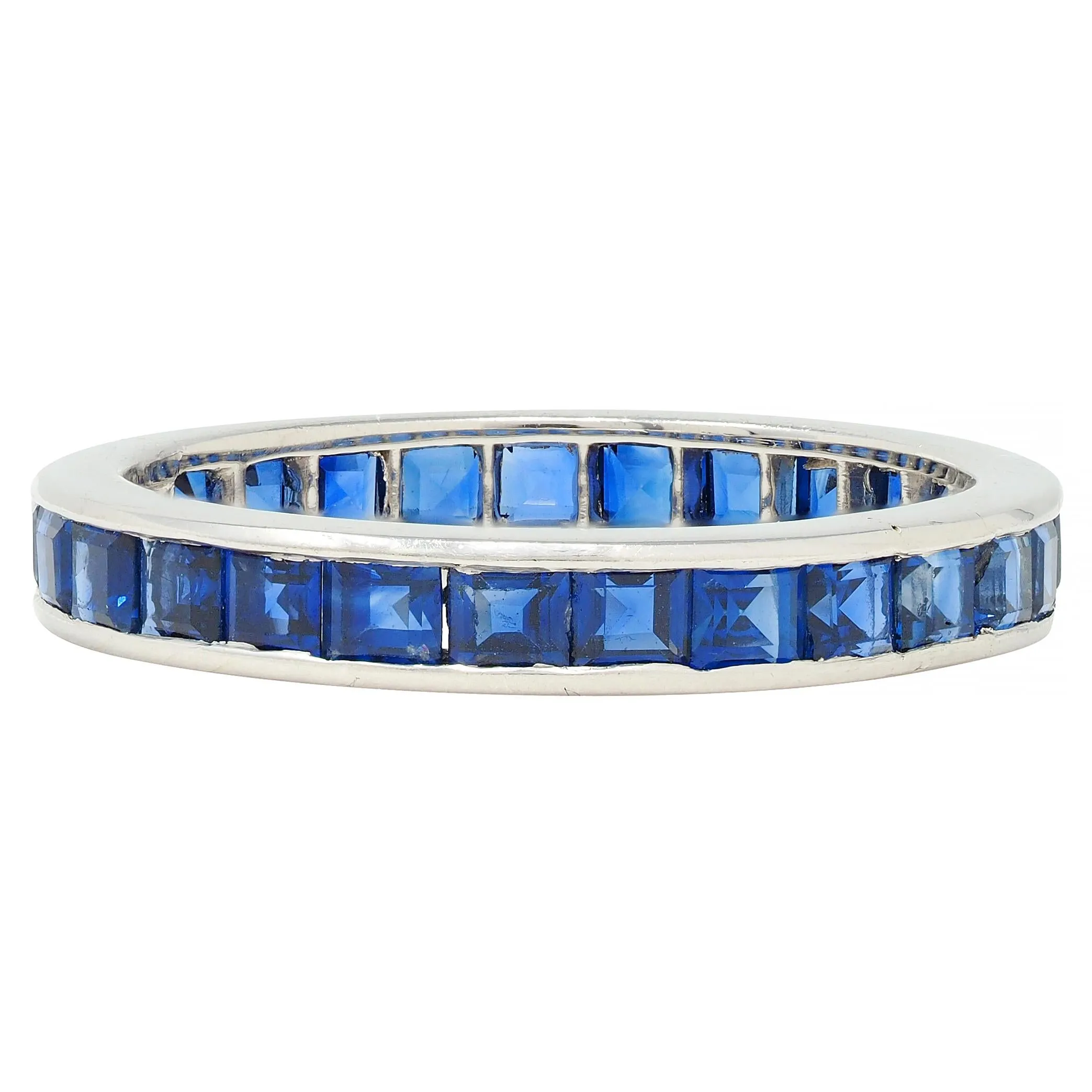 Oscar Heyman 1.89 CTW Sapphire Platinum Vintage Eternity Band Ring