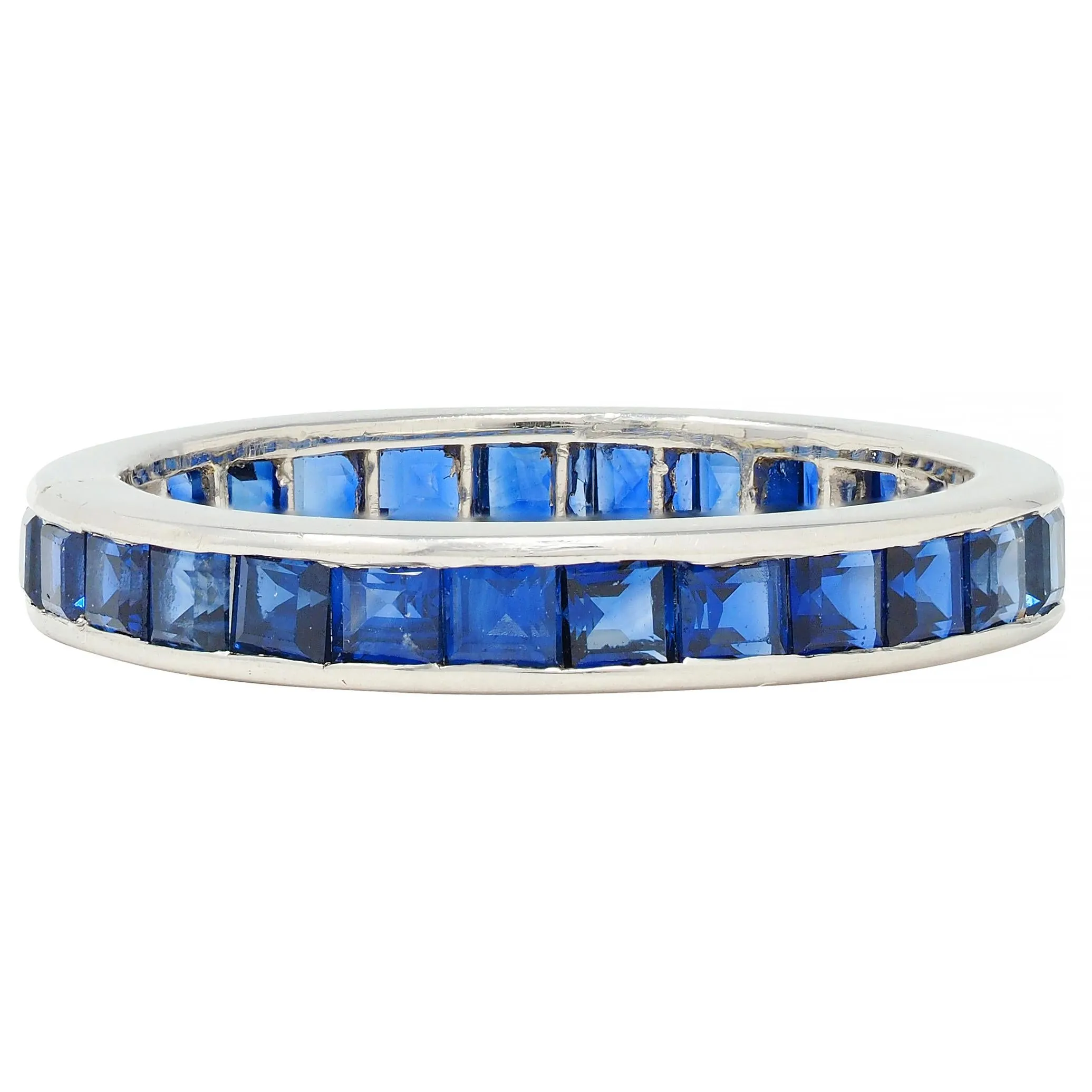 Oscar Heyman 1.89 CTW Sapphire Platinum Vintage Eternity Band Ring