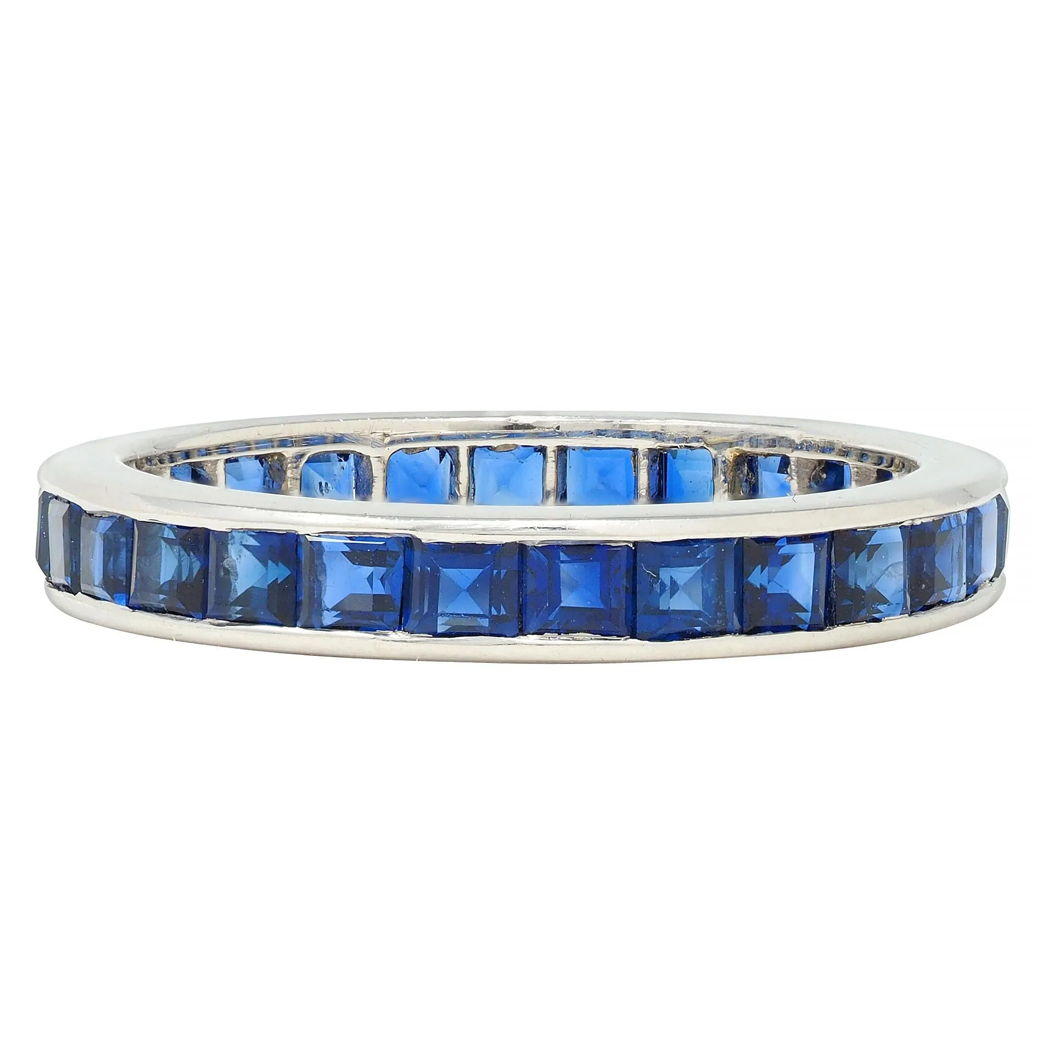 Oscar Heyman 1.89 CTW Sapphire Platinum Vintage Eternity Band Ring