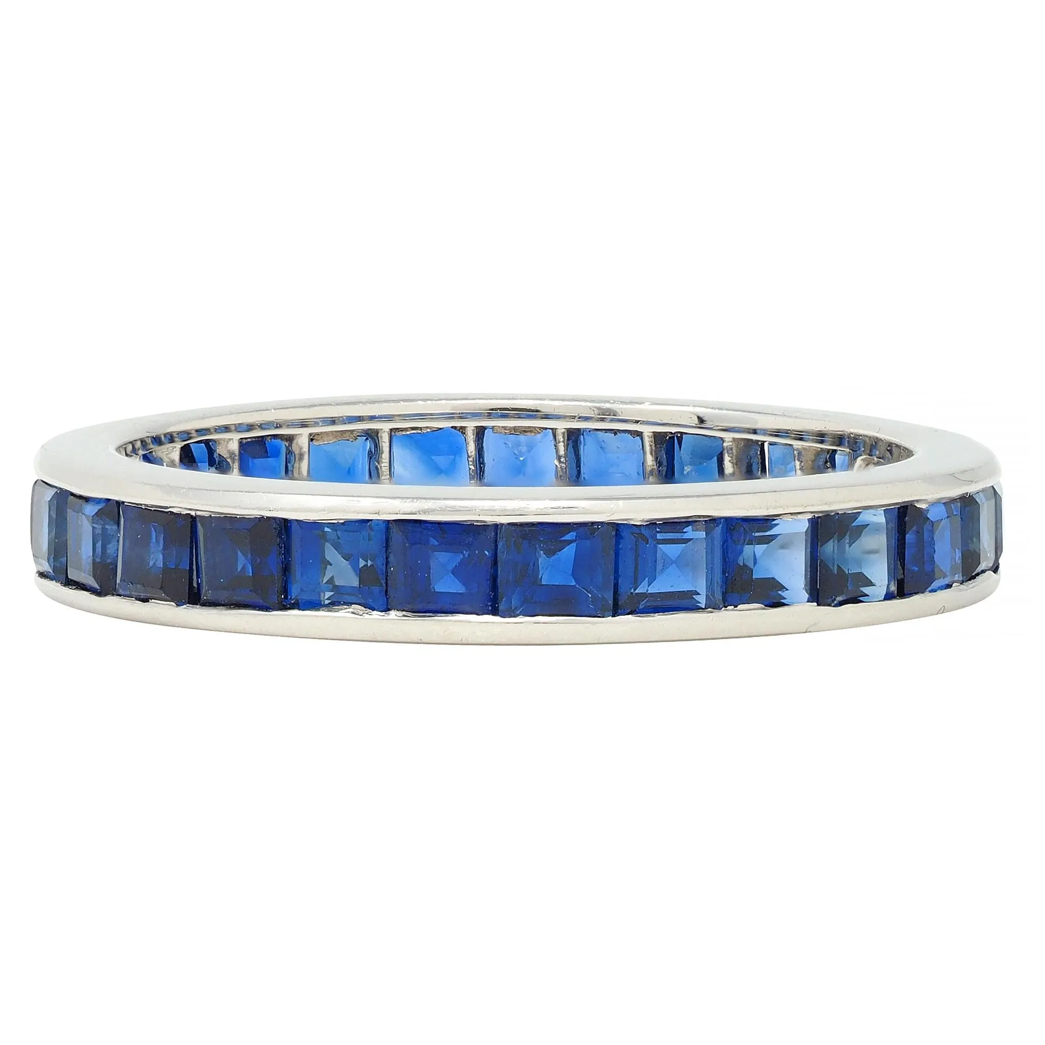 Oscar Heyman 1.89 CTW Sapphire Platinum Vintage Eternity Band Ring