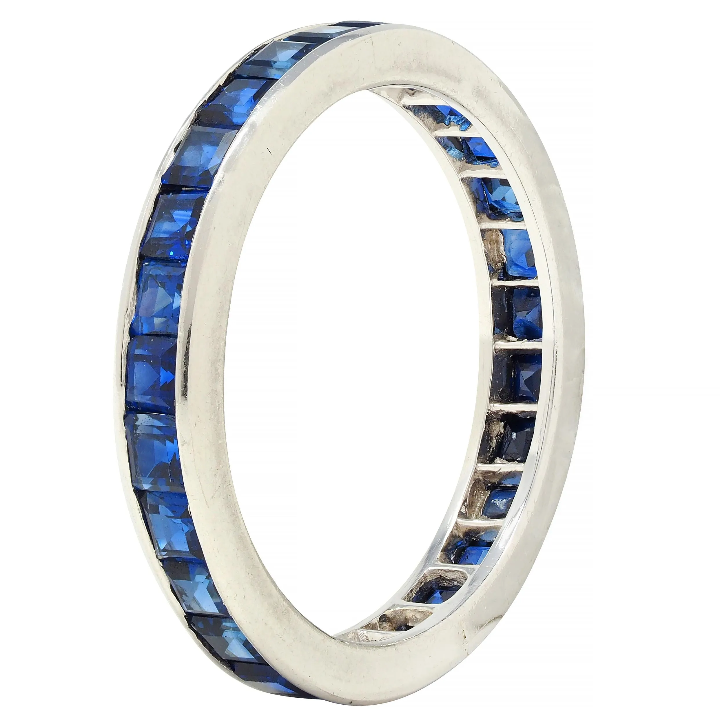 Oscar Heyman 1.89 CTW Sapphire Platinum Vintage Eternity Band Ring