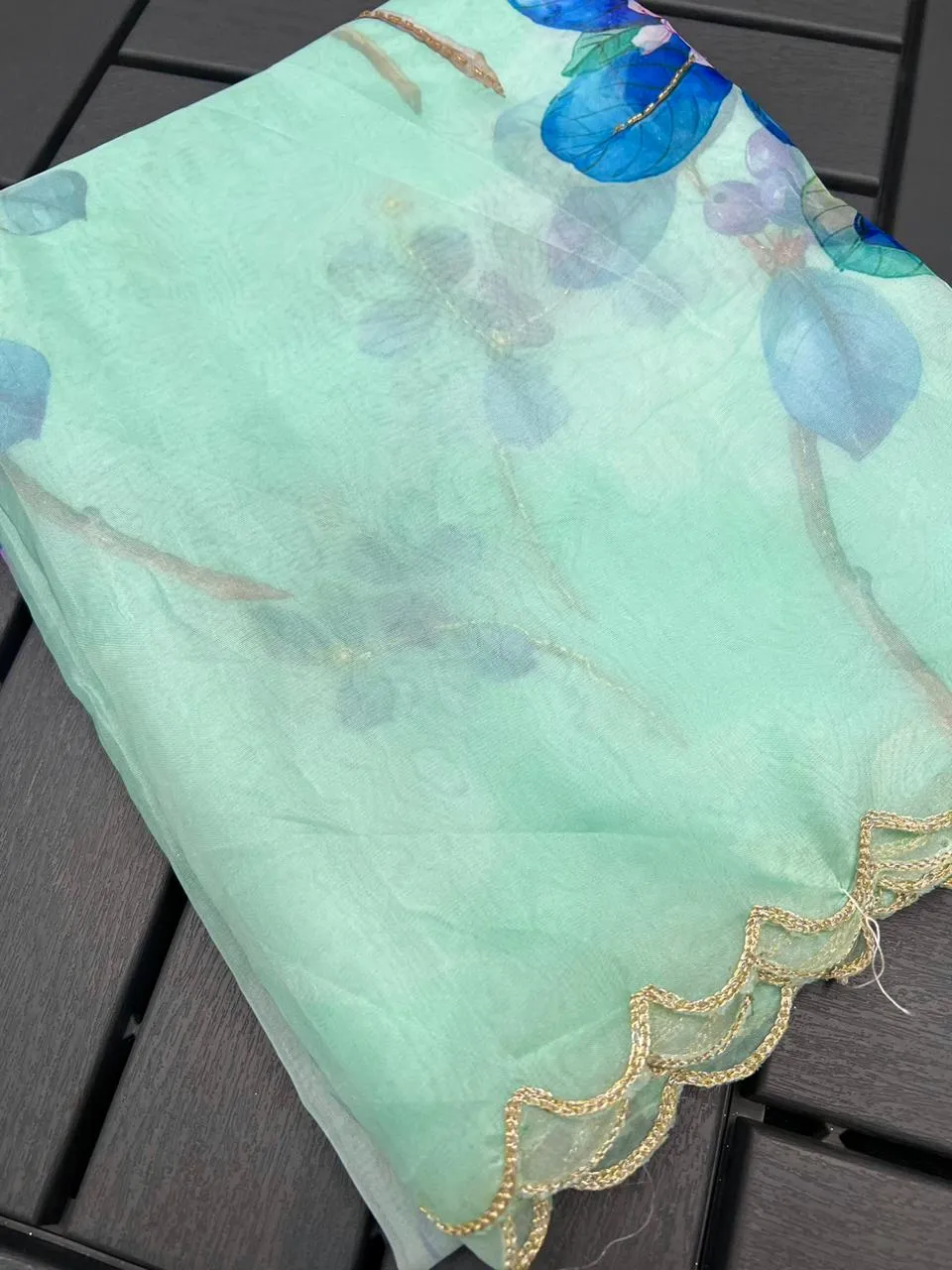 Pastel Green Organza Handwork Saree for Women - SSS001POPG