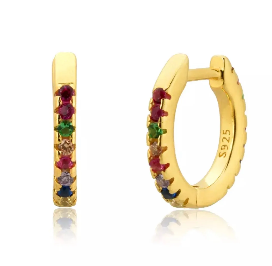 Pave Multicolored Huggie Earrings