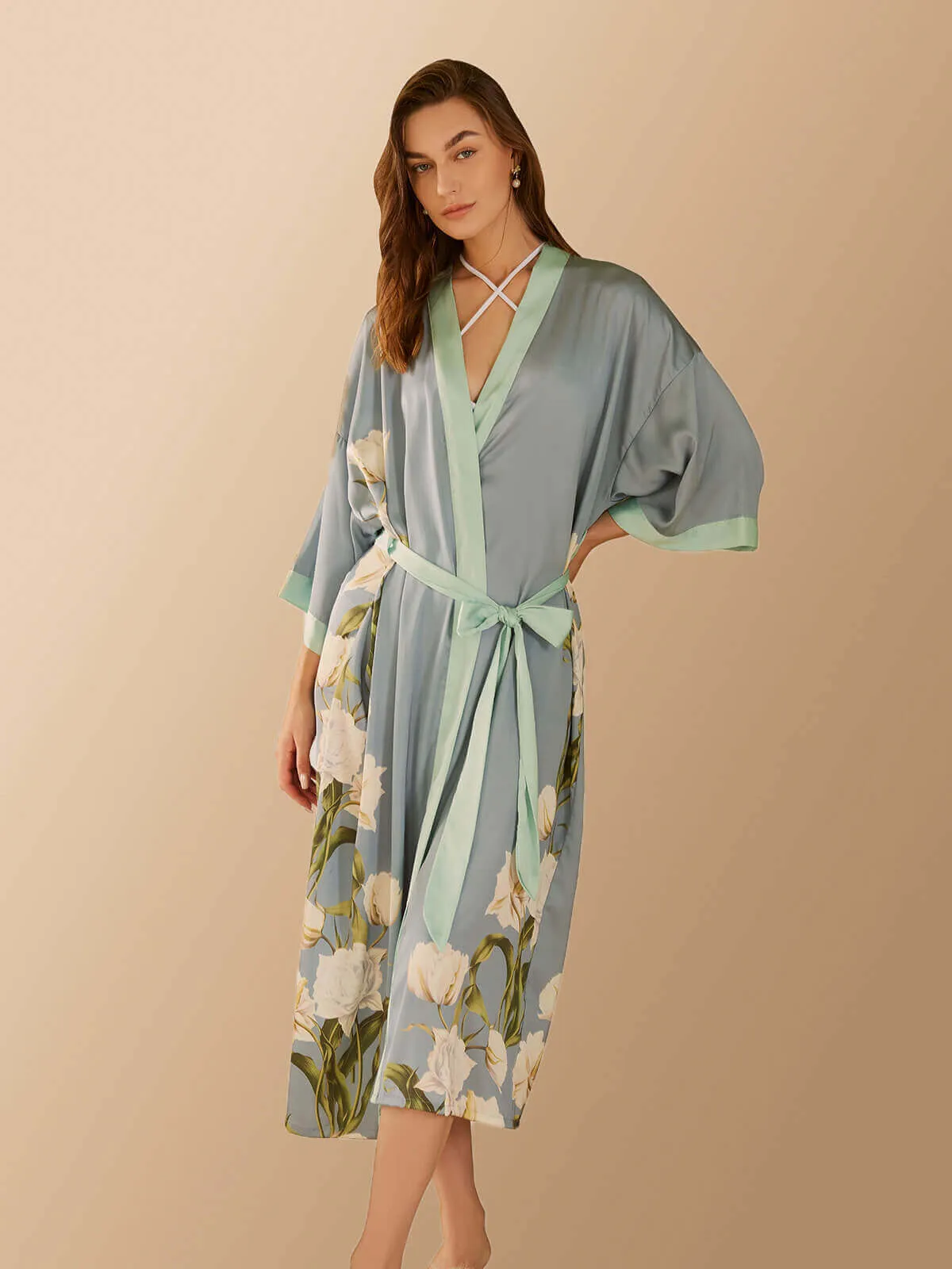 Peony Flower Kimono Robe