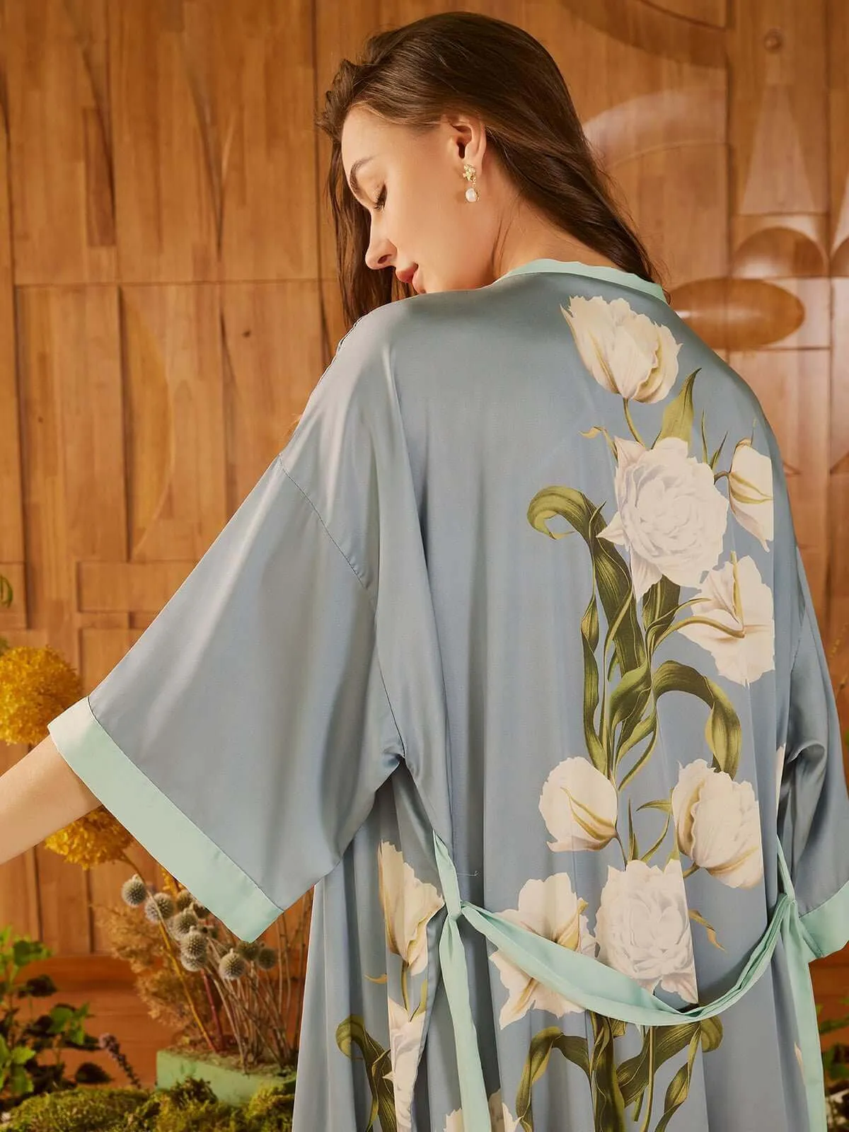 Peony Flower Kimono Robe