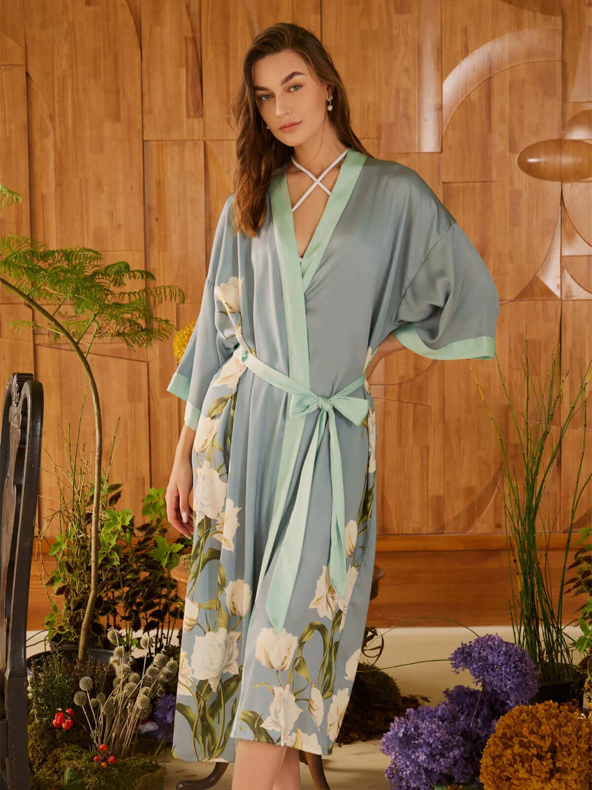 Peony Flower Kimono Robe