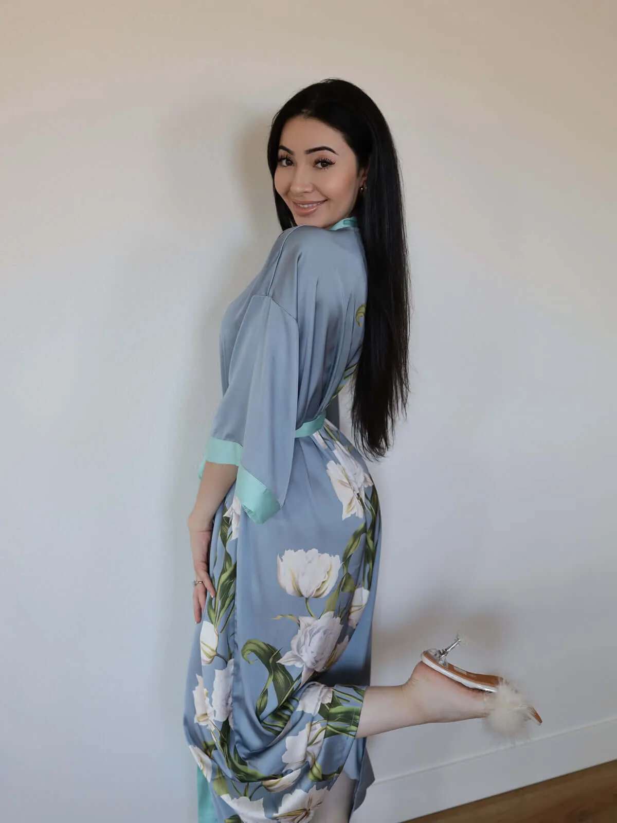 Peony Flower Kimono Robe