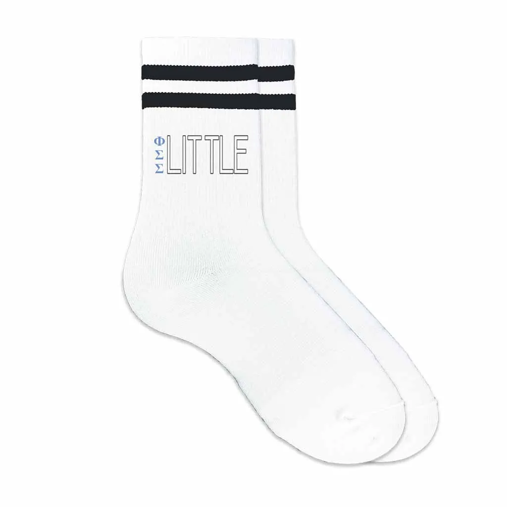 Phi Sigma Sigma Sorority Socks - Big and Little Greek Letter Striped Cotton Crew Socks | Shop Now