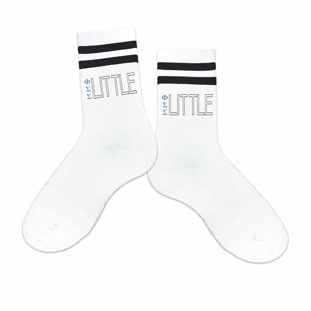 Phi Sigma Sigma Sorority Socks - Big and Little Greek Letter Striped Cotton Crew Socks | Shop Now