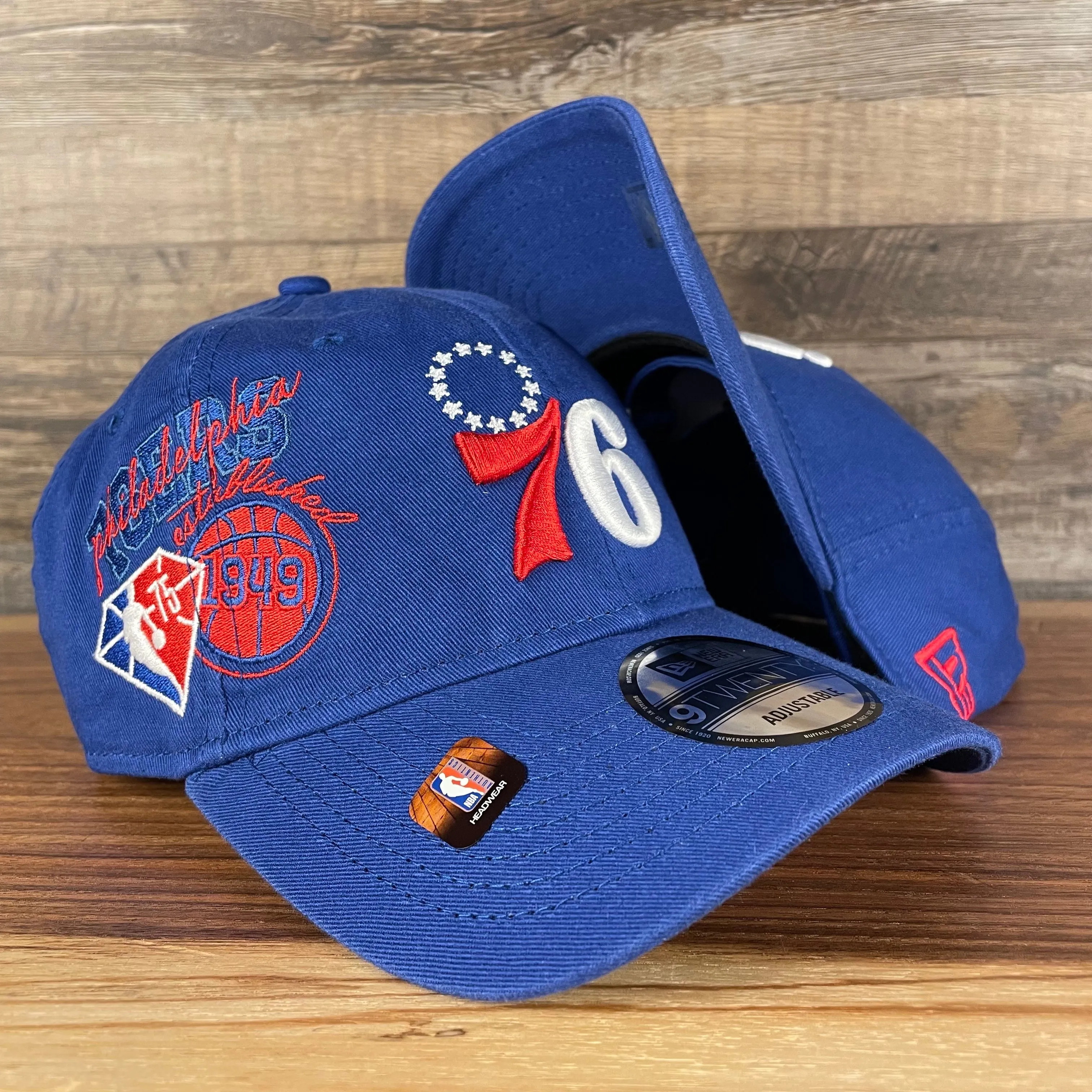 Philadelphia 76ers 75th Anniversary Side Patch Dad Hat | Back Half | Royal