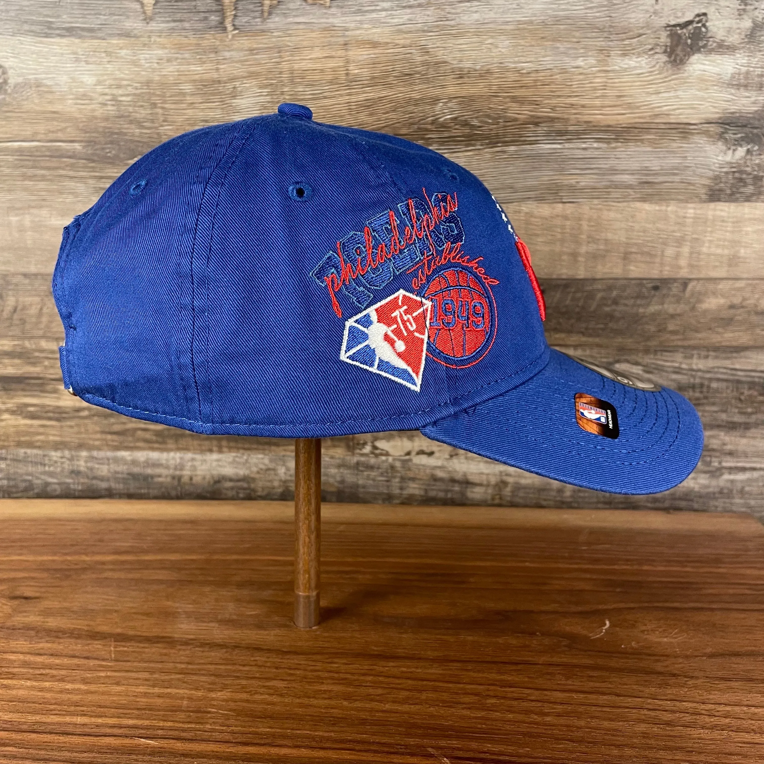 Philadelphia 76ers 75th Anniversary Side Patch Dad Hat | Back Half | Royal