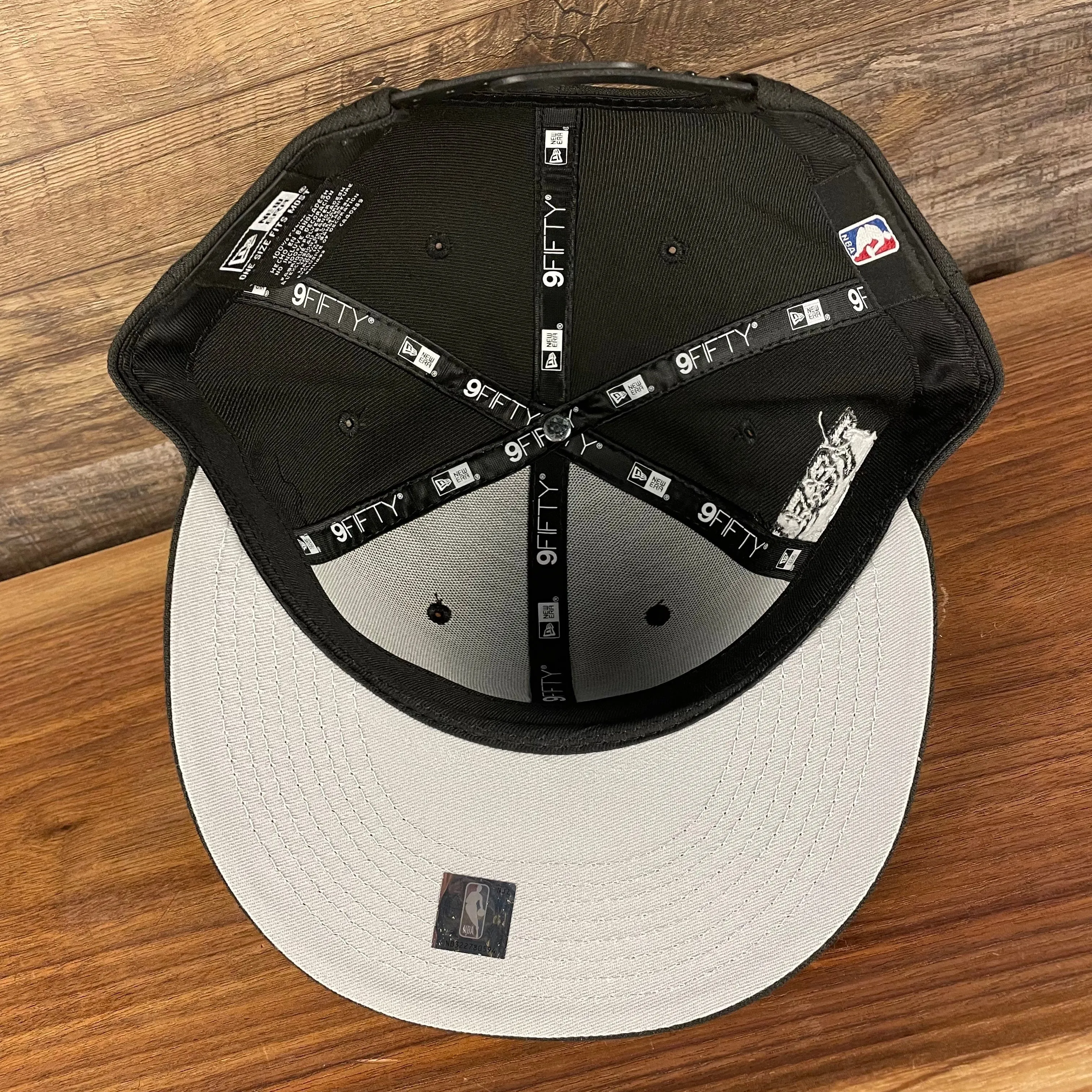 Philadelphia 76ers NBA 75th Anniversary Side Patch Gray Bottom Black 9Fifty Snapback Hat | Back Half