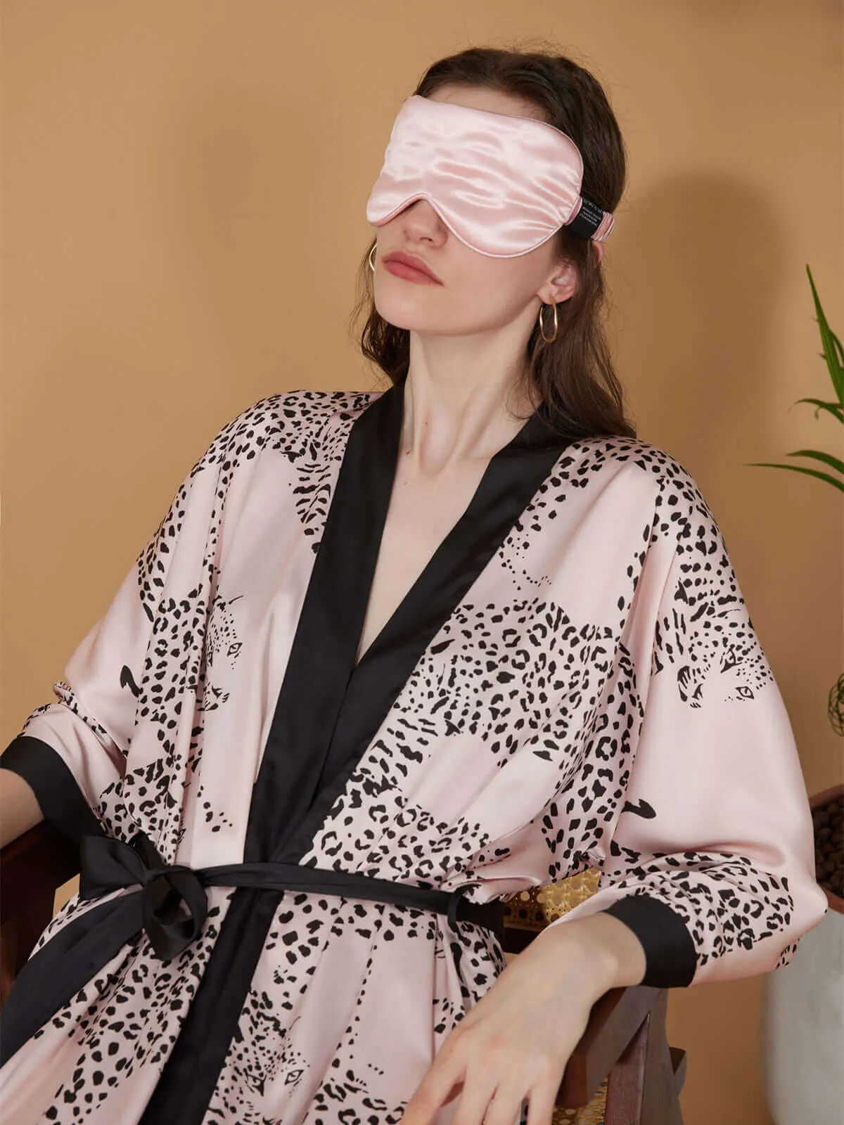 Pink Leopard Print Kimono Robe