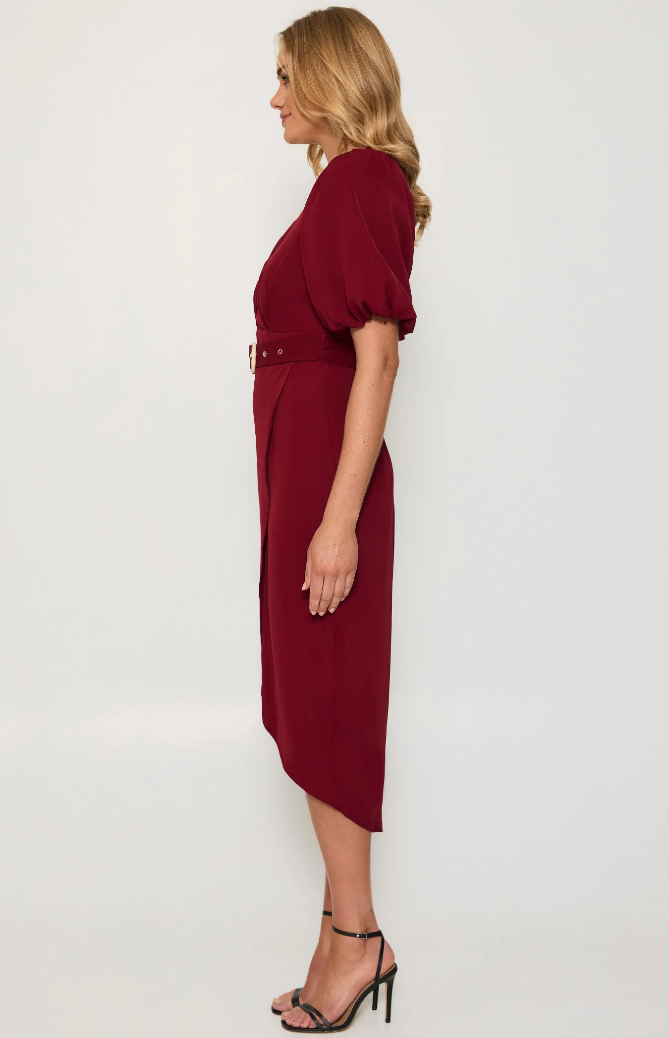 Pleated Shoulder Dress with Belt Buckle Feature (SDR1263B)