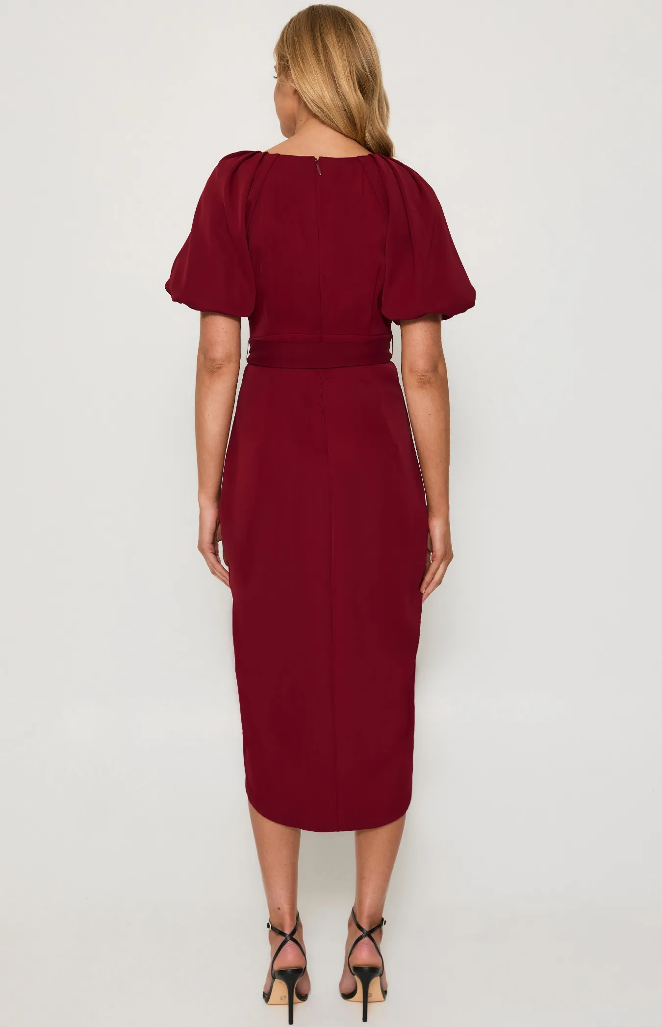 Pleated Shoulder Dress with Belt Buckle Feature (SDR1263B)