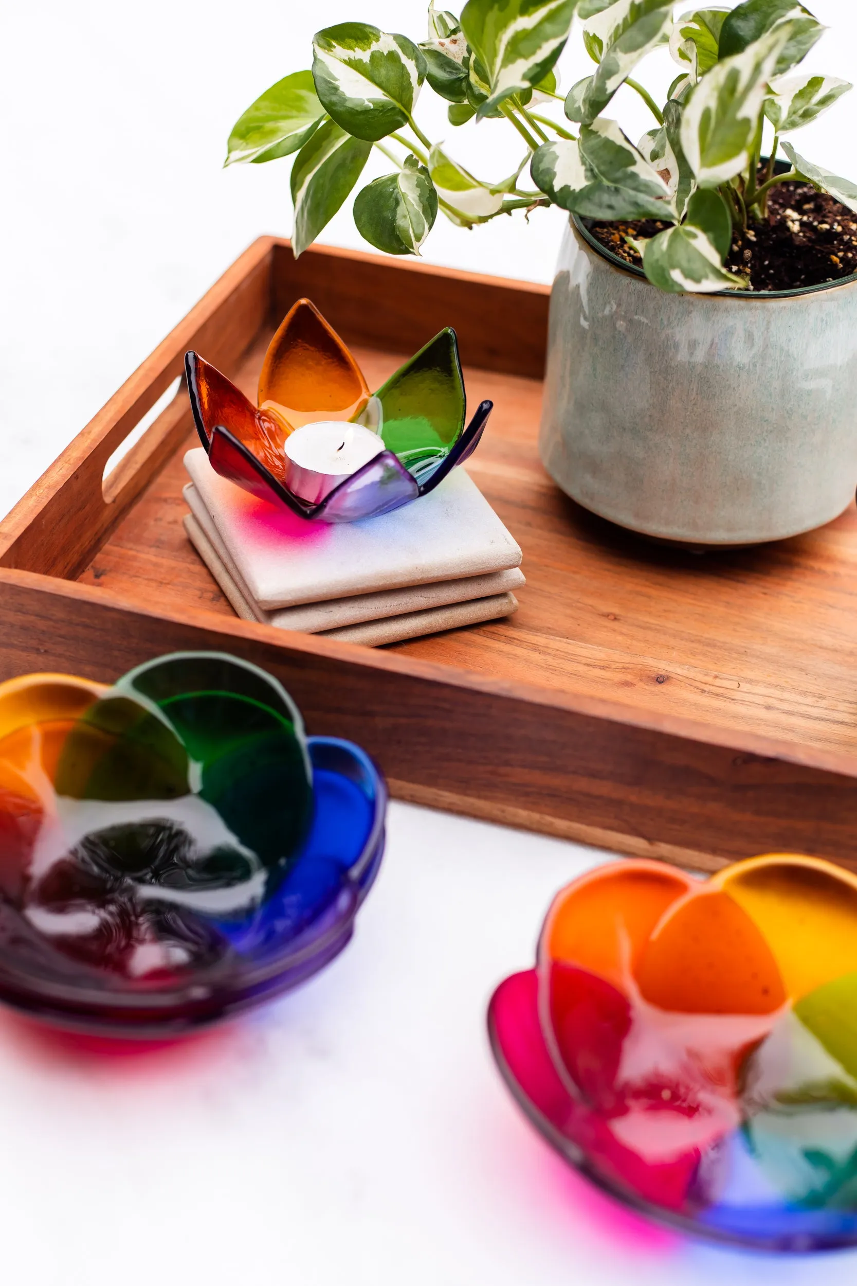 Rainbow Candle Holder - Vibrant and Colorful Candle Accessories