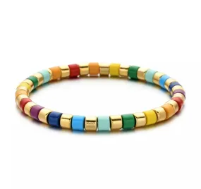 Rainbow Gold Candy Stripe Bracelet