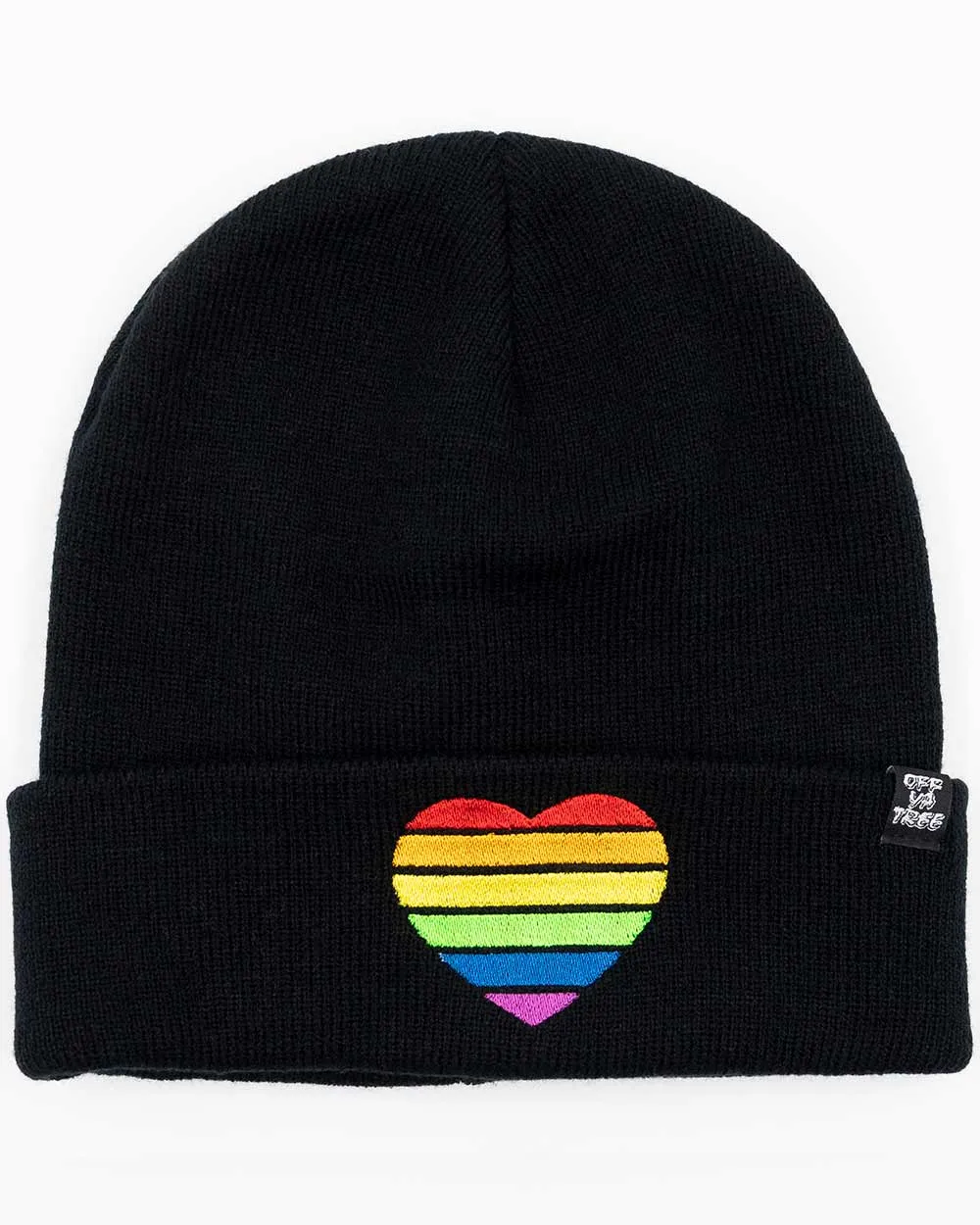 Rainbow Heart Knit Beanie