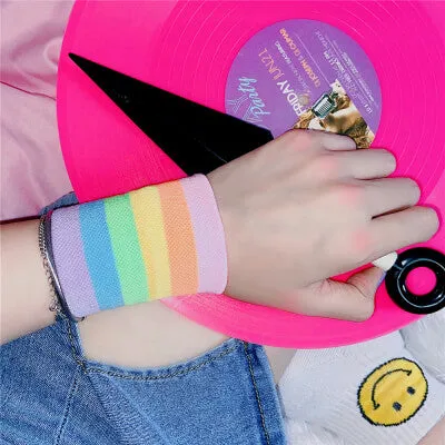 Rainbow Stripe Wristband - Japanese Harajuku Inspired Fashion - INSRWBY77732