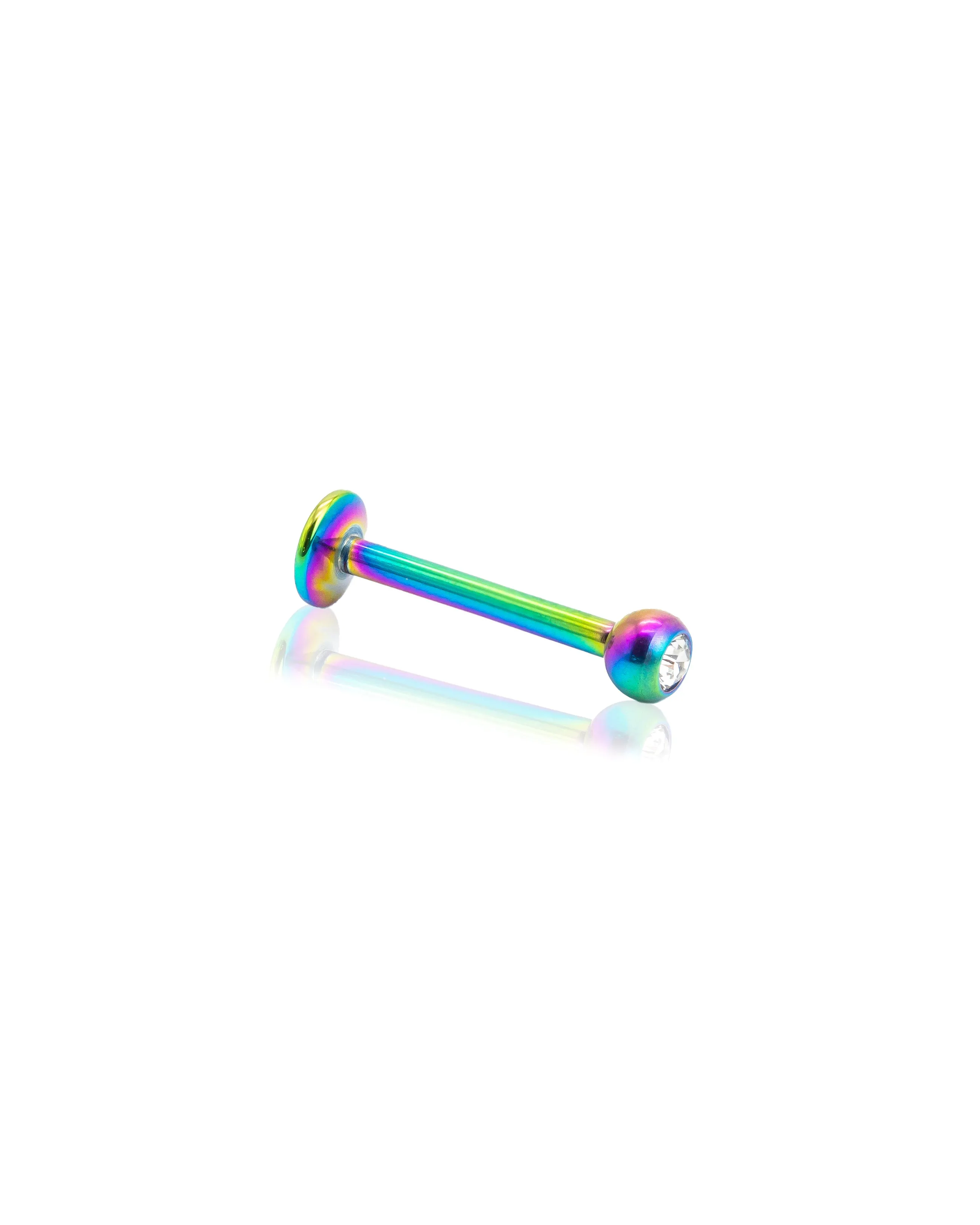 Rainbow Surgical Steel Labret Bar with Bejewelled Design.