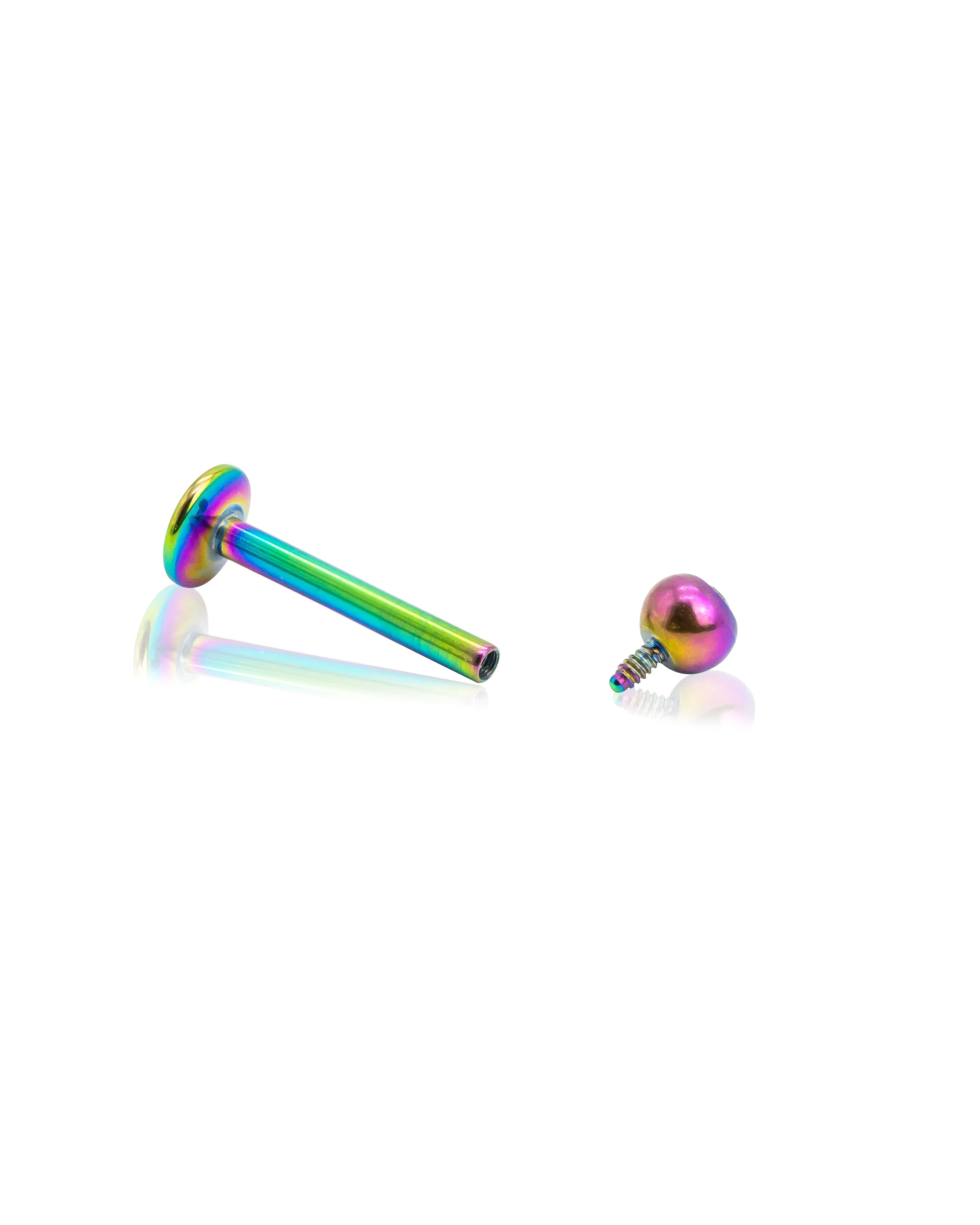 Rainbow Surgical Steel Labret Bar with Bejewelled Design.