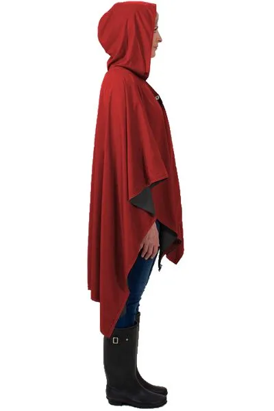 Rainraps Spiritrap Hooded Black and Jester Red Raincoat