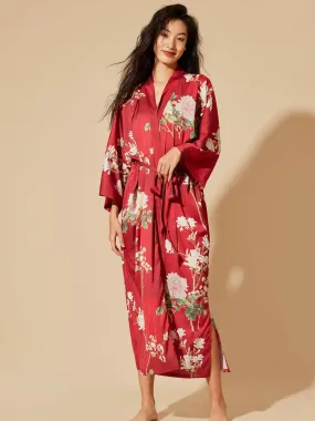 Red Floral Kimono Robe