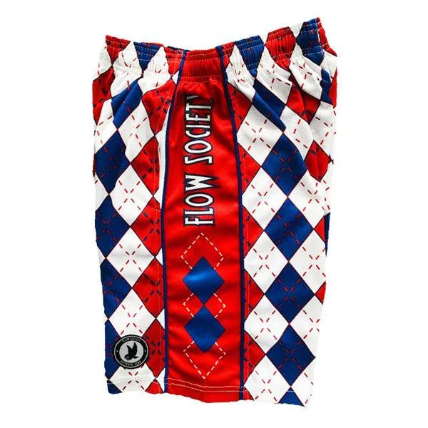 Red, White and Blue Argyle Attack Shorts for Men