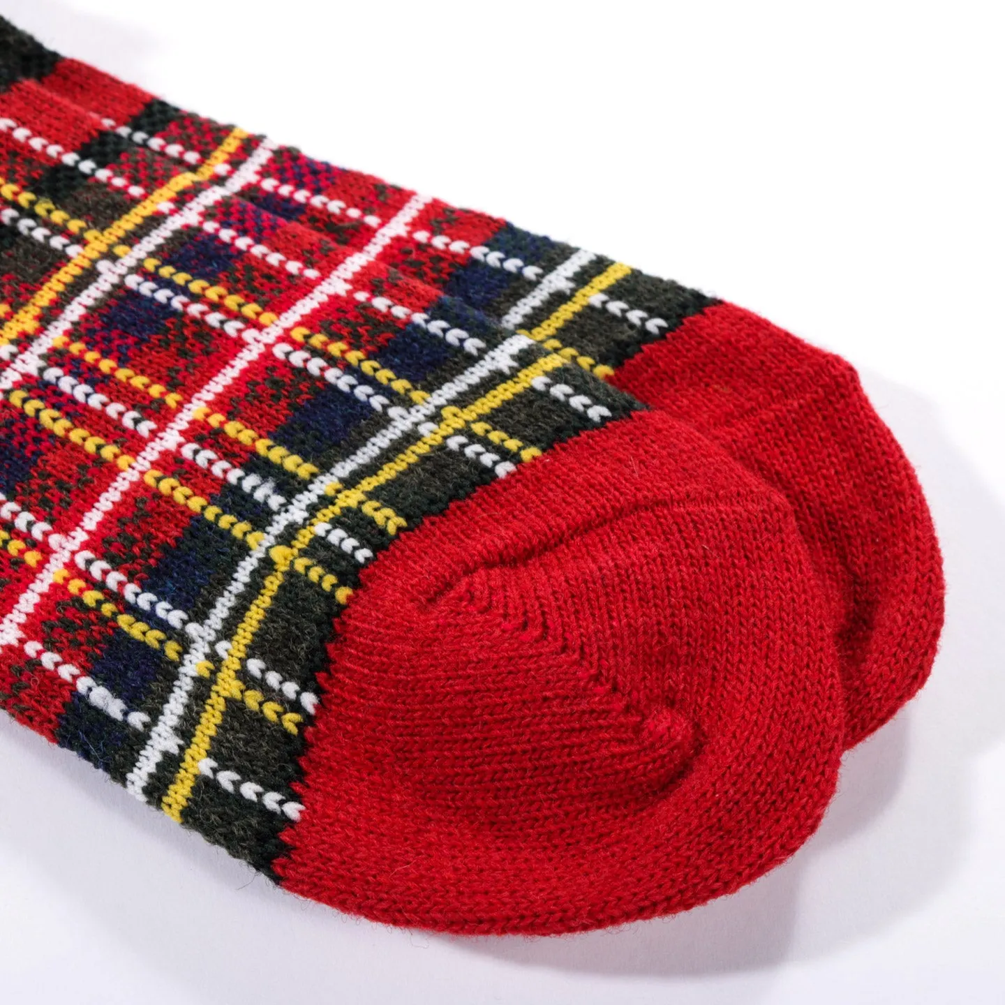 Red Wool Check Crew Sock by Anonymous Ism