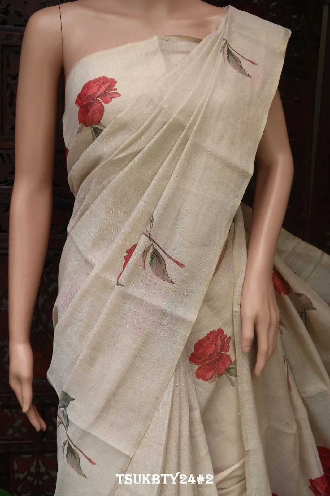 Rosanna - Off White Tissue Blended Semi Tusser Finish Saree with Full Body Multi Color Floral Design - KIA001TS