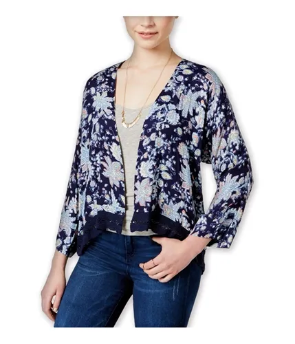 Roxy Womens Floral Open-Front Kimono Sweater