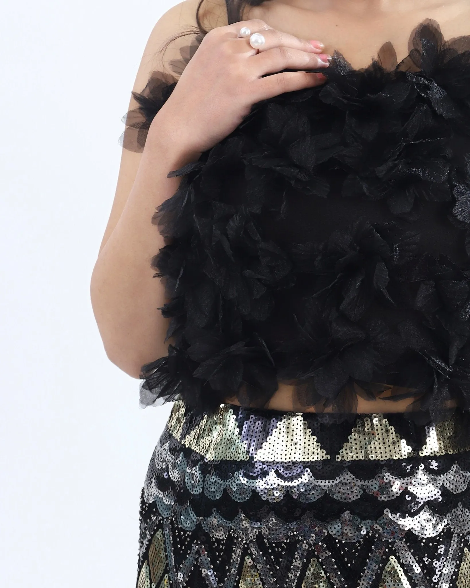 Ruffle Top & Sequins Skirt