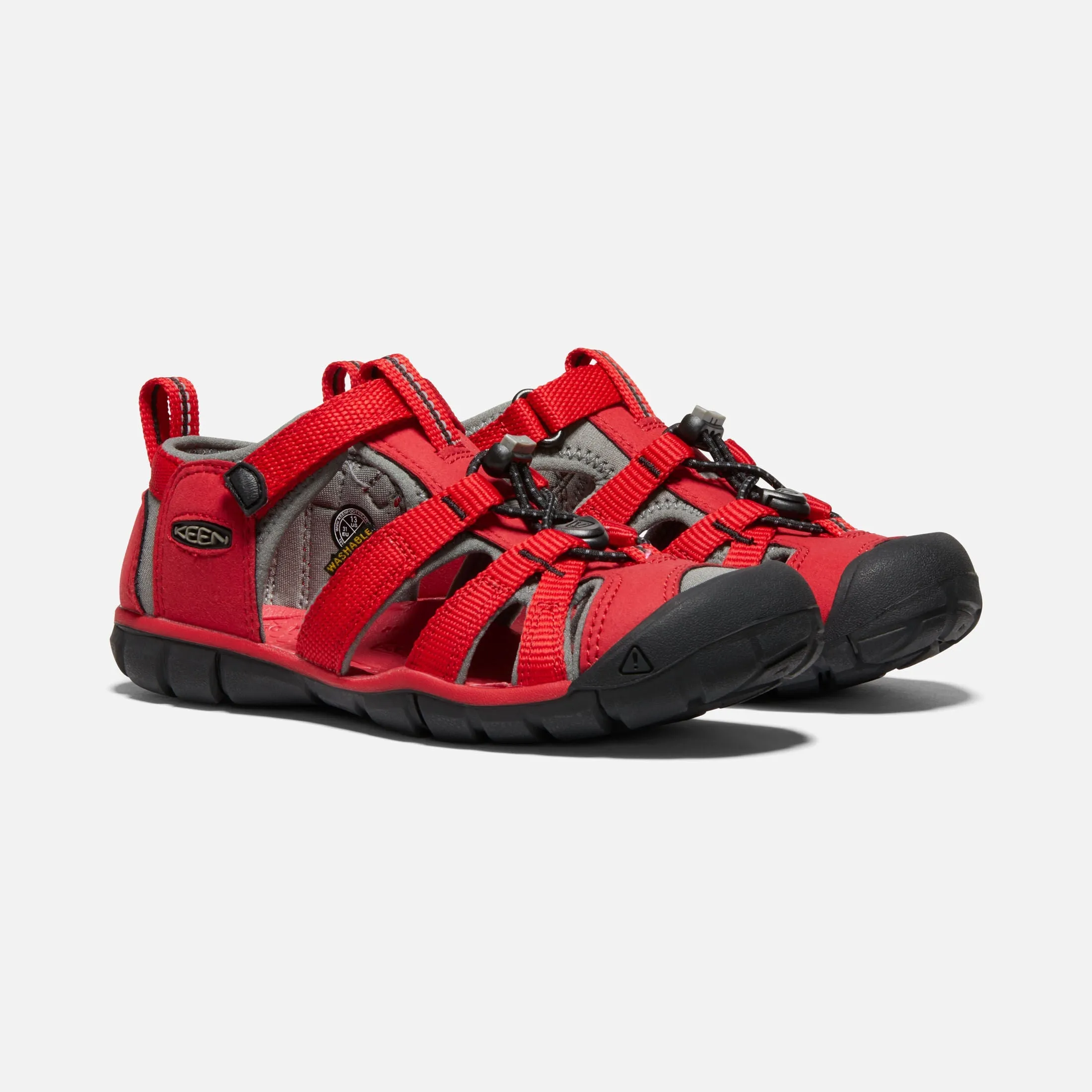 Seacamp II Kids' CNX Active Sandal in Racing Red and Gargoyle