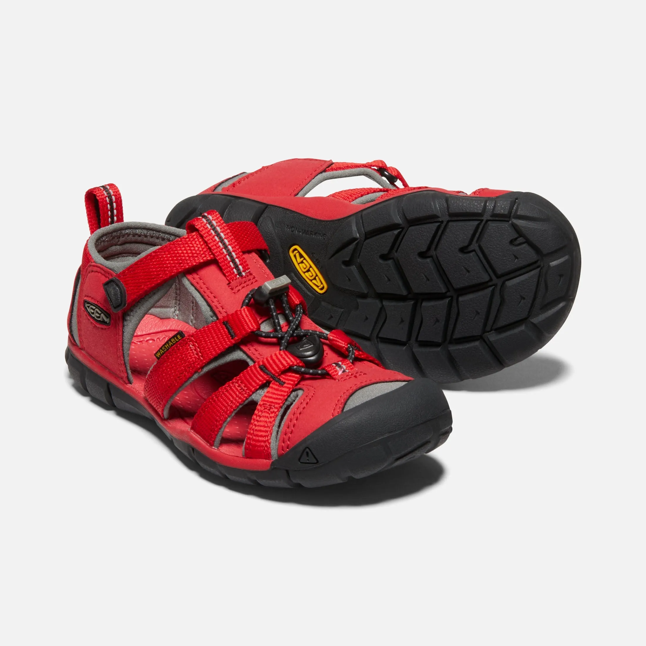 Seacamp II Kids' CNX Active Sandal in Racing Red and Gargoyle