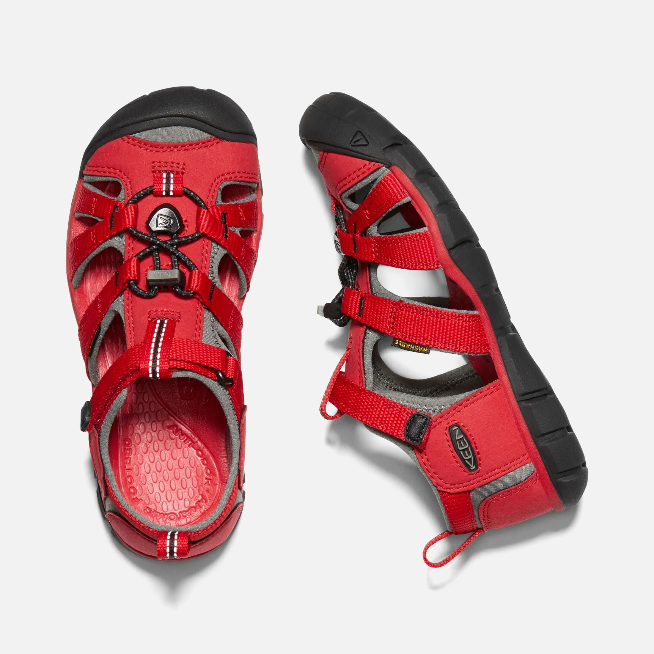 Seacamp II Kids' CNX Active Sandal in Racing Red and Gargoyle