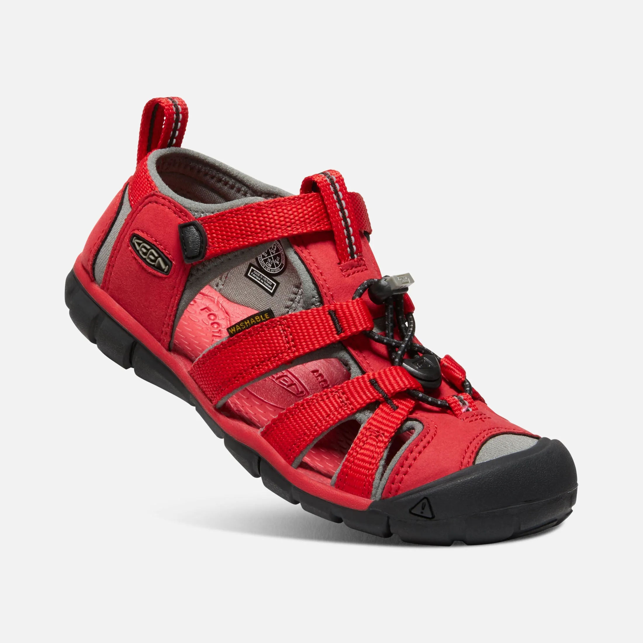 Seacamp II Kids' CNX Active Sandal in Racing Red and Gargoyle