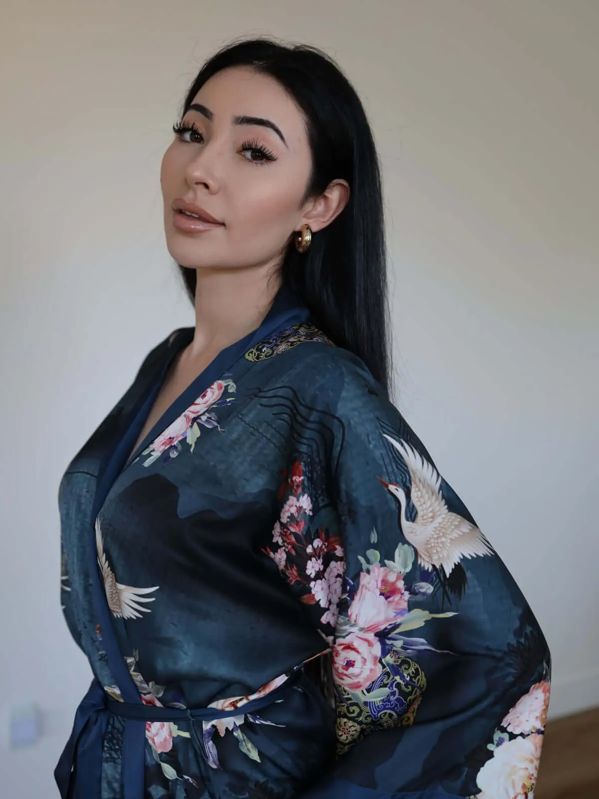 Short Kimono Crane Robe