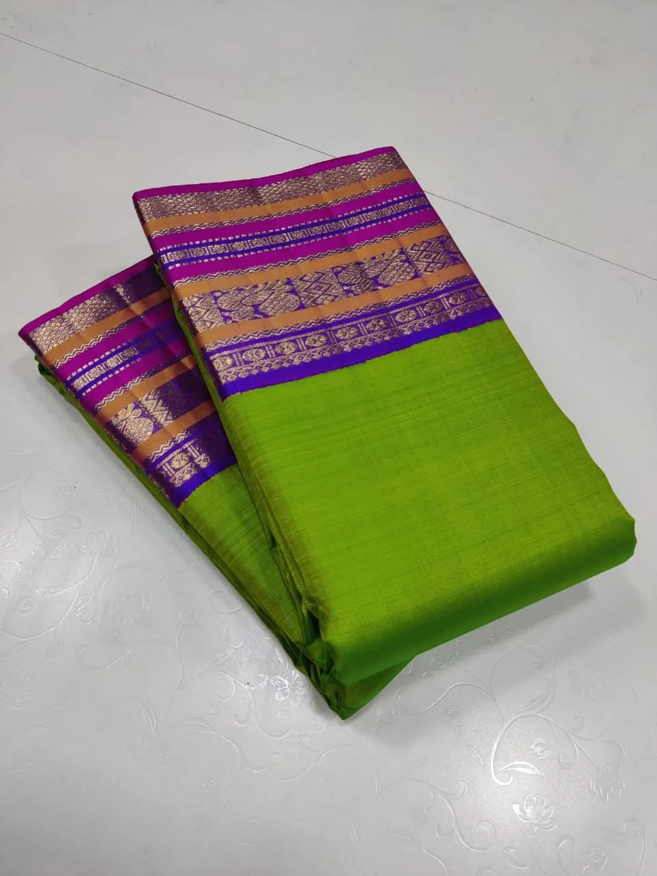 Shyamala - Pure Kanchipuram silk saree, 2 g pure Zari, traditional korvai Design - SACHI001GKS