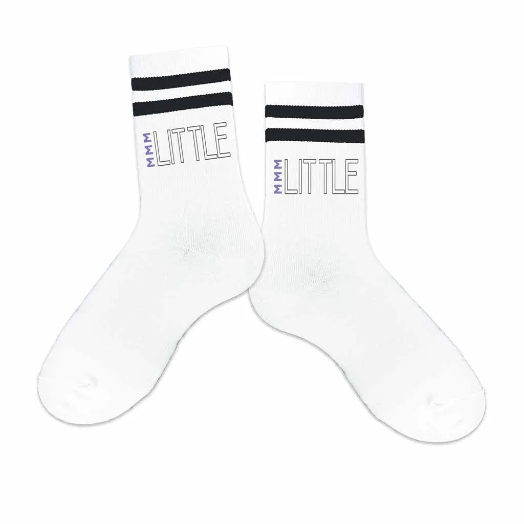 Sigma Sigma Sigma Greek letter striped crew socks for Big and Little