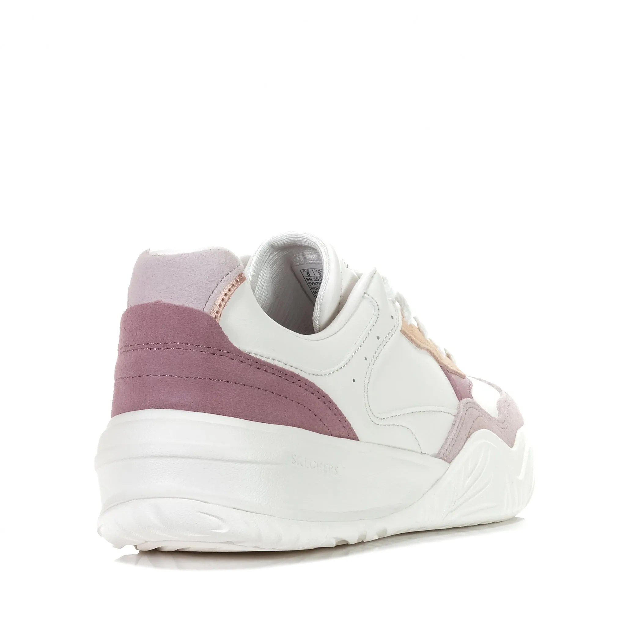 Skechers Denali - Mellow Day Off sneakers, white mauve color, model number 185022.