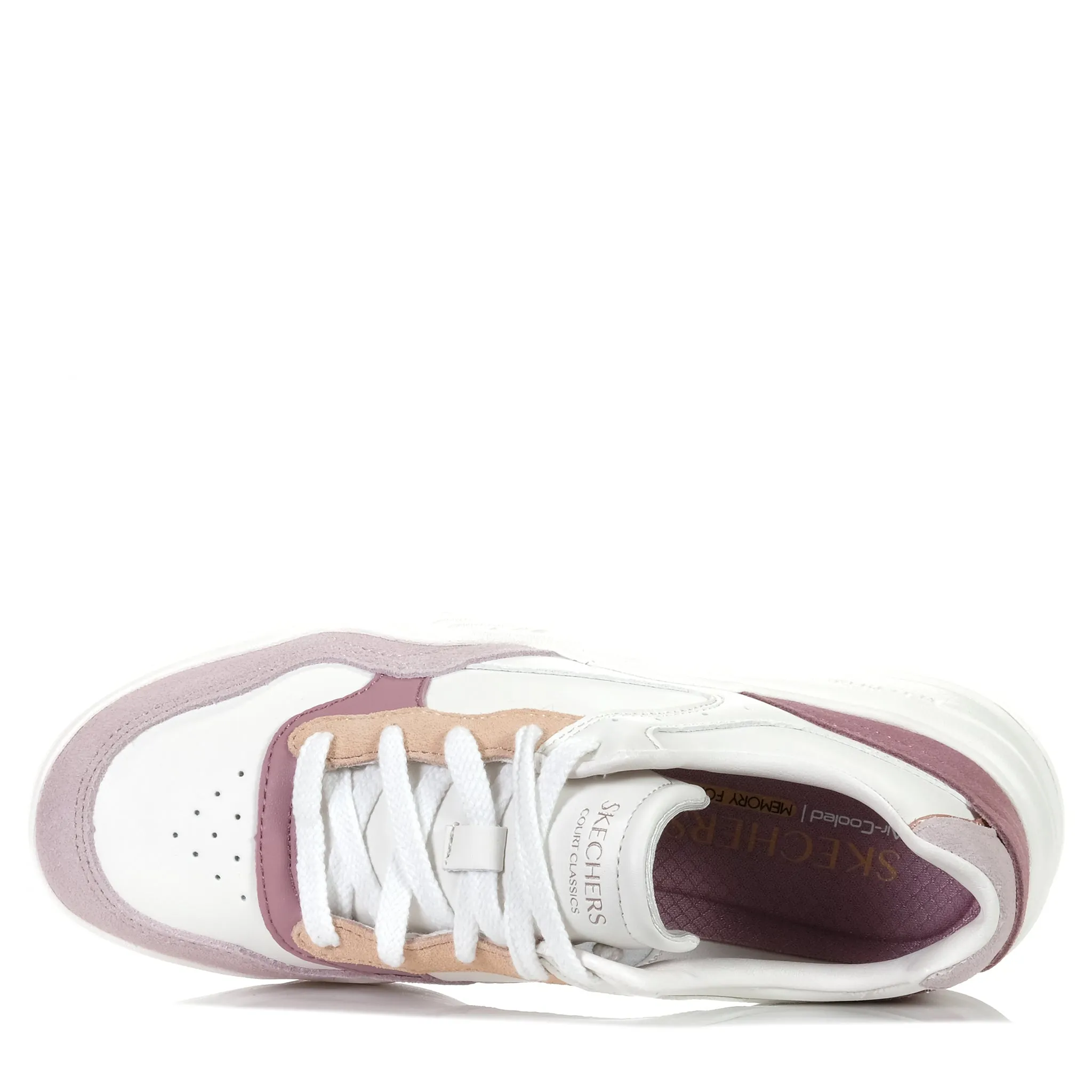 Skechers Denali - Mellow Day Off sneakers, white mauve color, model number 185022.