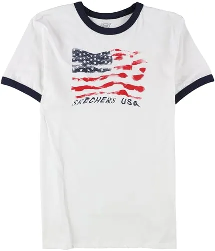 Skechers Womens Wavy Flag Ringer Graphic T-Shirt