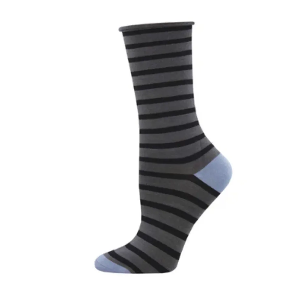 Socksmith bamboo crew, sailor stripe women's sizing (2 colors)