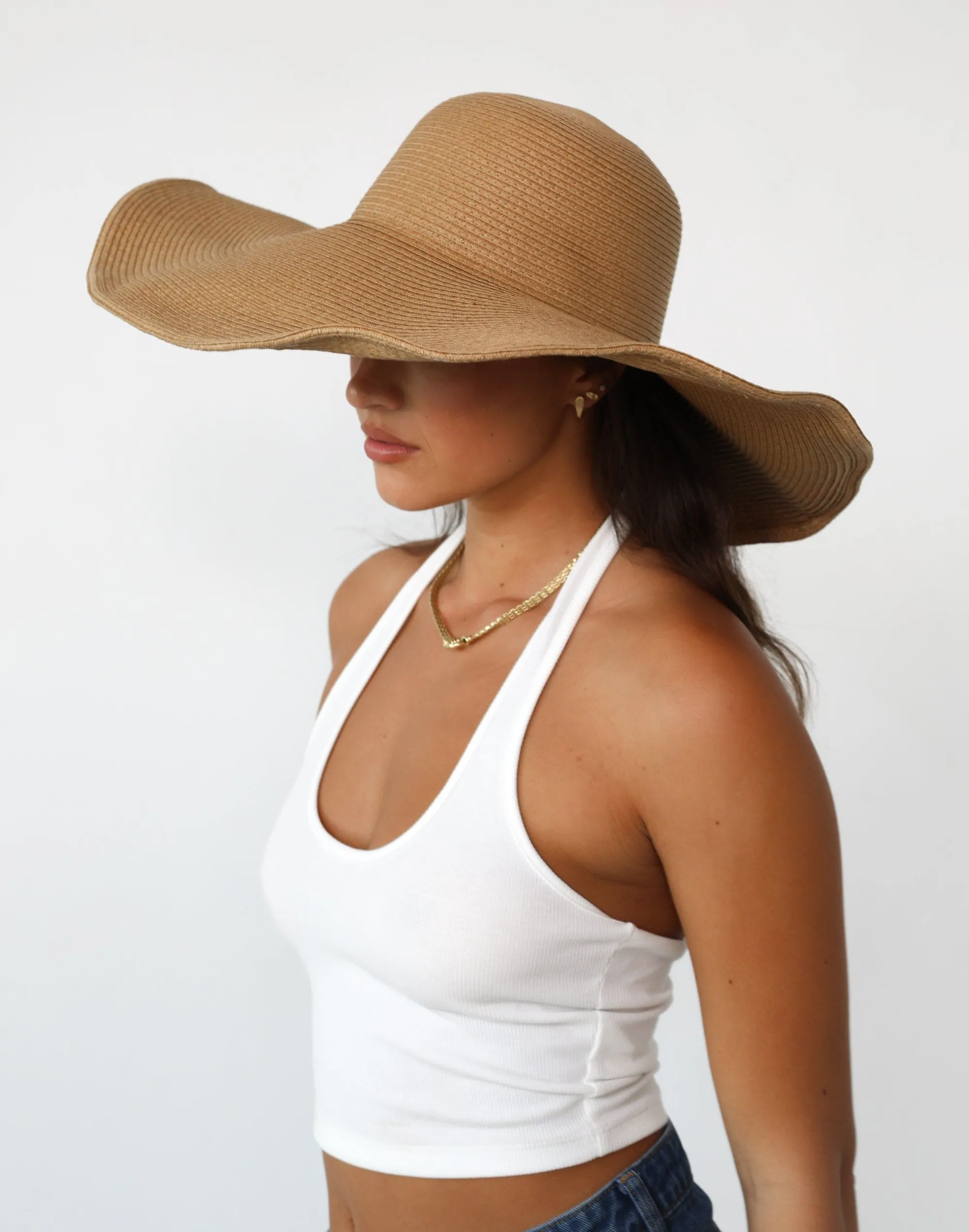 Sofia Straw Hat, Wide Brim, Caramel color