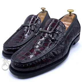 SR wetlook horsebit loafers wine color