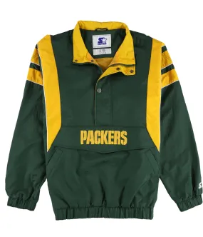 Starter Mens Green Bay Packers Snap/Zipper Closure Pullover Raincoat