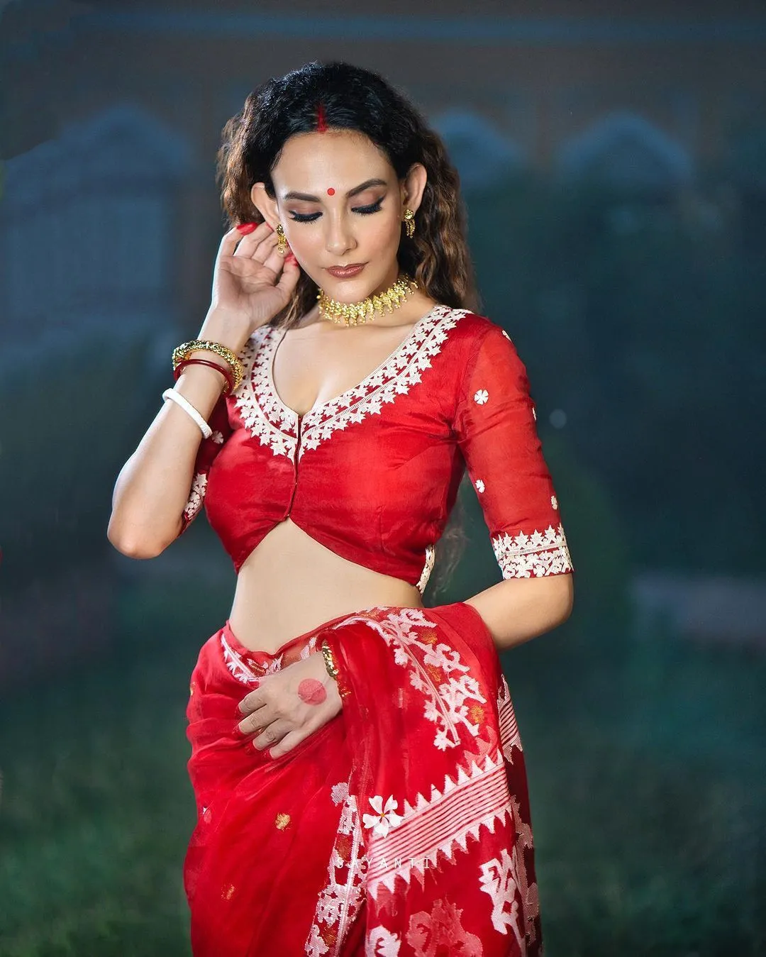 Suhani Red Organza Saree - SOC001RS for women