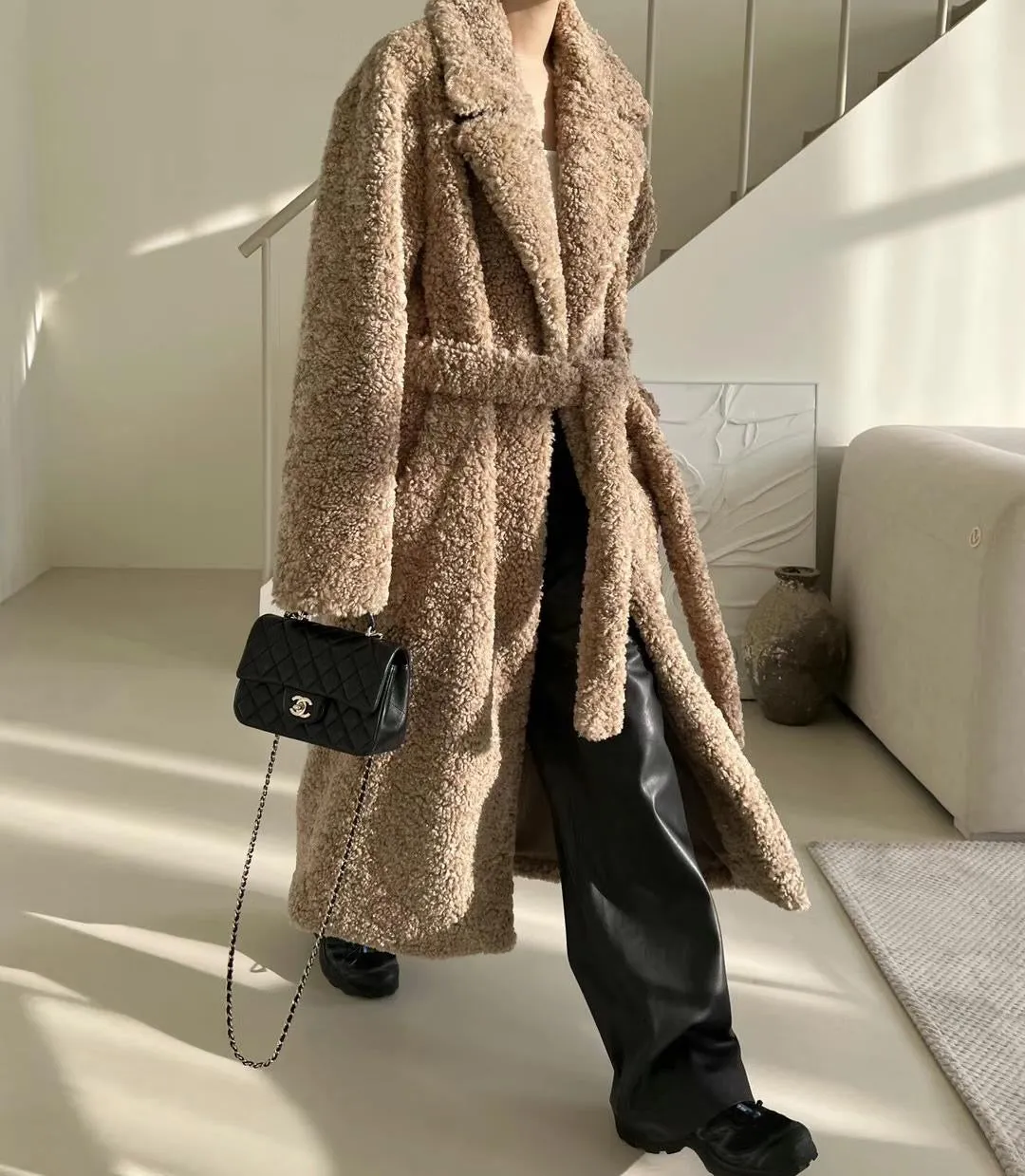 Teddy Brown Coat with Belt