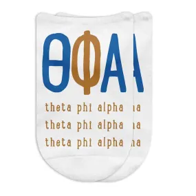 Theta Phi Alpha Sorority No Show Socks with Large Greek Letters